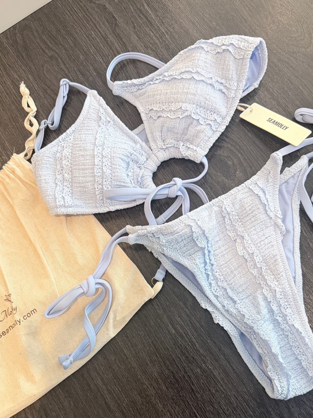 Seamolly Light Blue Ruffle Triangle Bikini Set